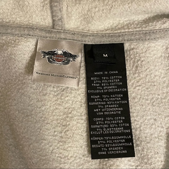 Harley Davidson Authentic Heather Gray Graphic Wing Moto Zippered Hoodie - Picture 6 of 10